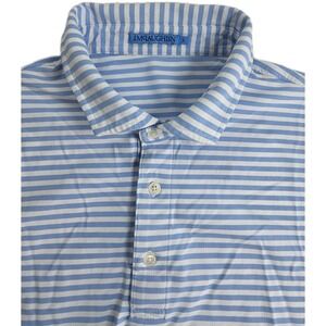 J McLaughlin Mens Polo Shirt Blue Stripe Large‎ Short Sleeve Collar